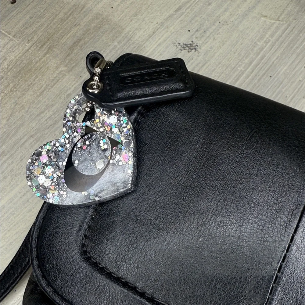 Coach Black Leather Kristin Clutch with Silver Accents